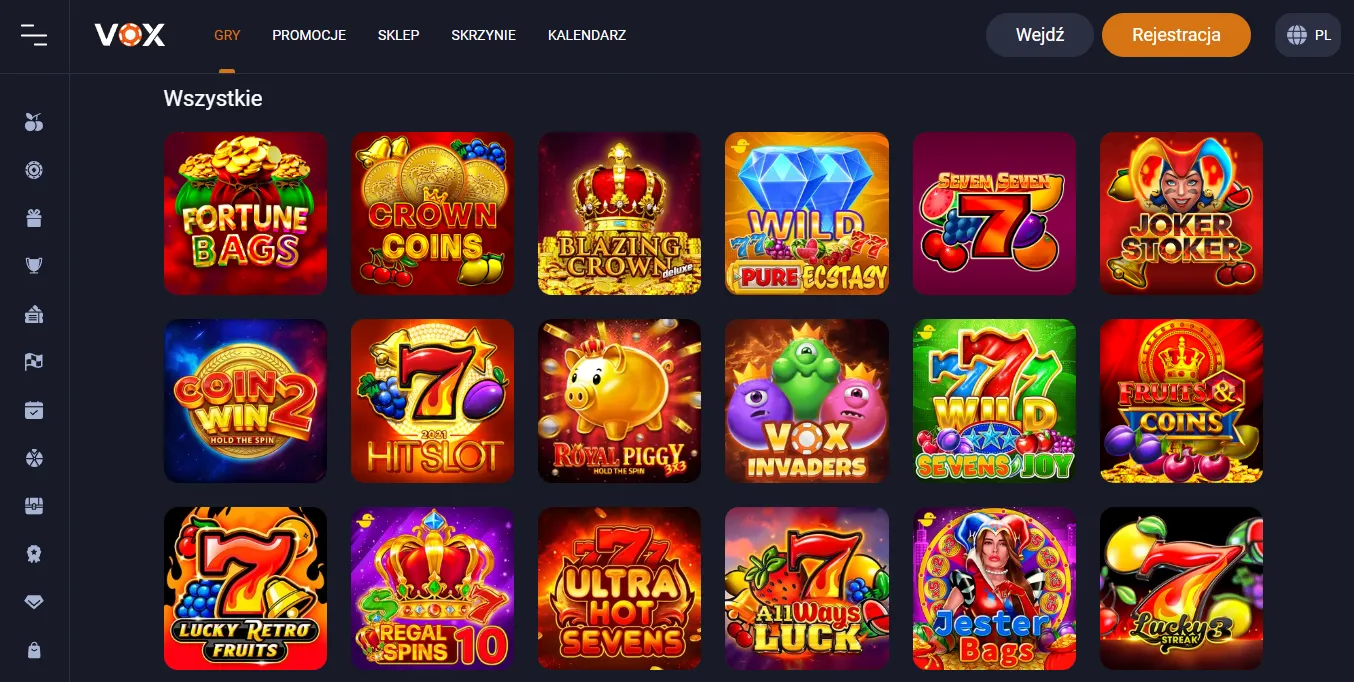 Gry w Vox Casino app
